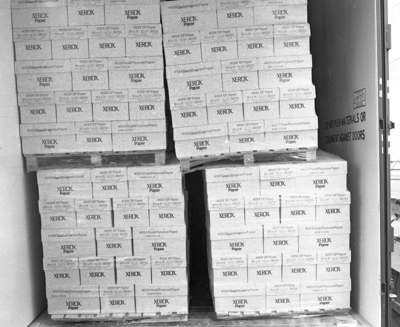 Archive boxes in a filing room
