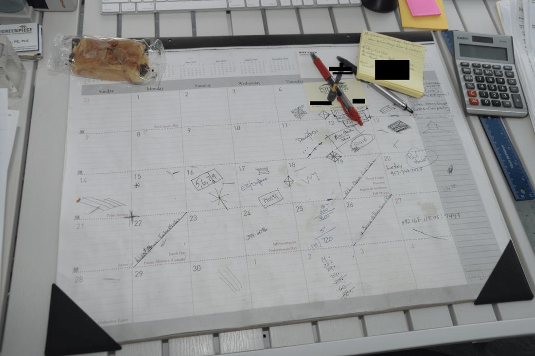 A calculator and coins on a desk